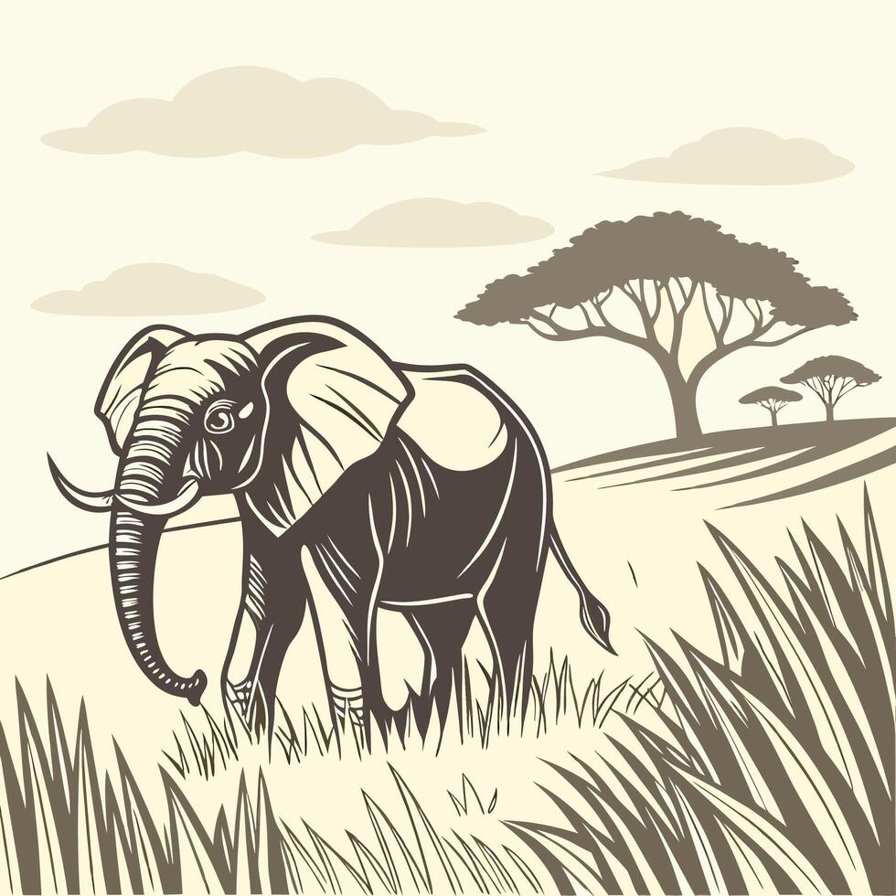 Illustration of elephant animal vector