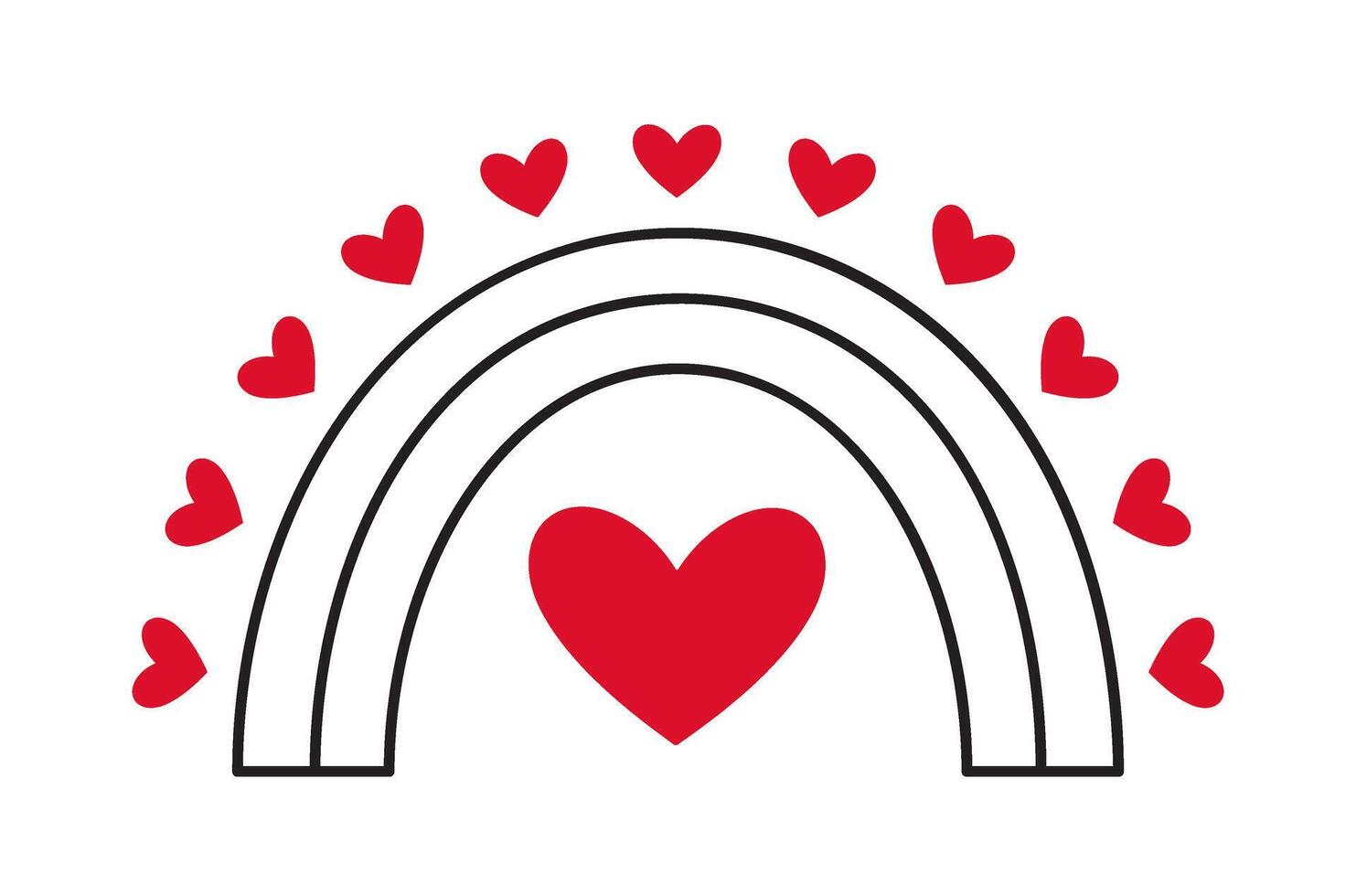 Rainbow with hearts vector