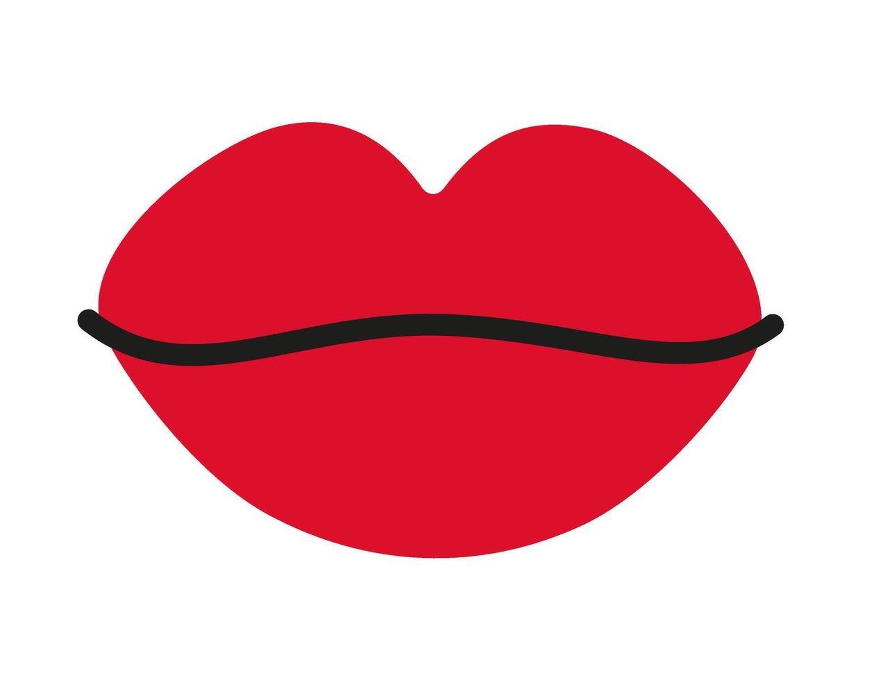 Red lips doodle Hand drawn flat style love isolated icon Romantic symbol of love for web graphic design poster tattoo Valentines Day Greeting card line art vector