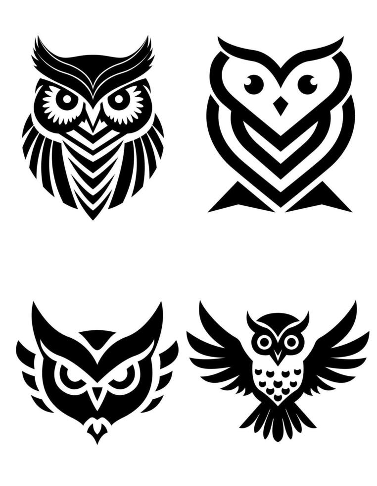 owl logo creative and original for your business or company set illustration isolated on white background vector