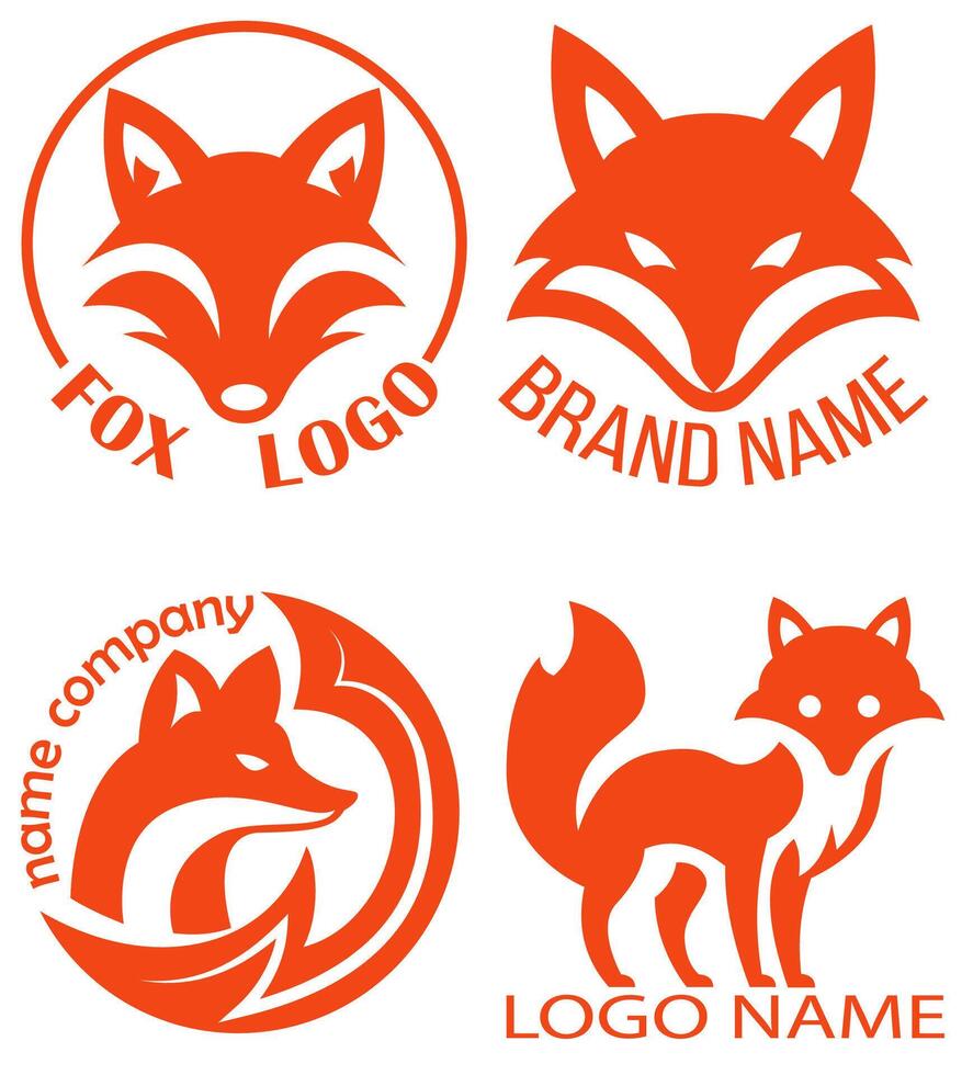 fox logo creative and original for your business or company set logotype illustration isolated on white background vector