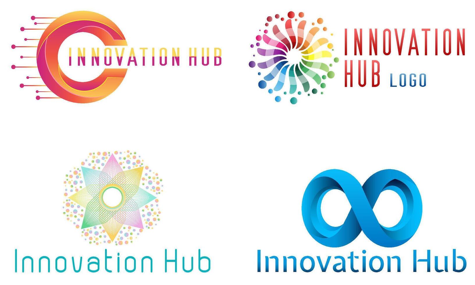 innovative hub logo creative and original for your business or company set logotype illustration isolated on white background vector