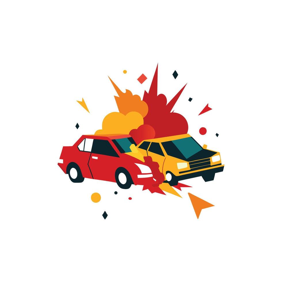 Skid and Crash Street Accident Illustration Design vector