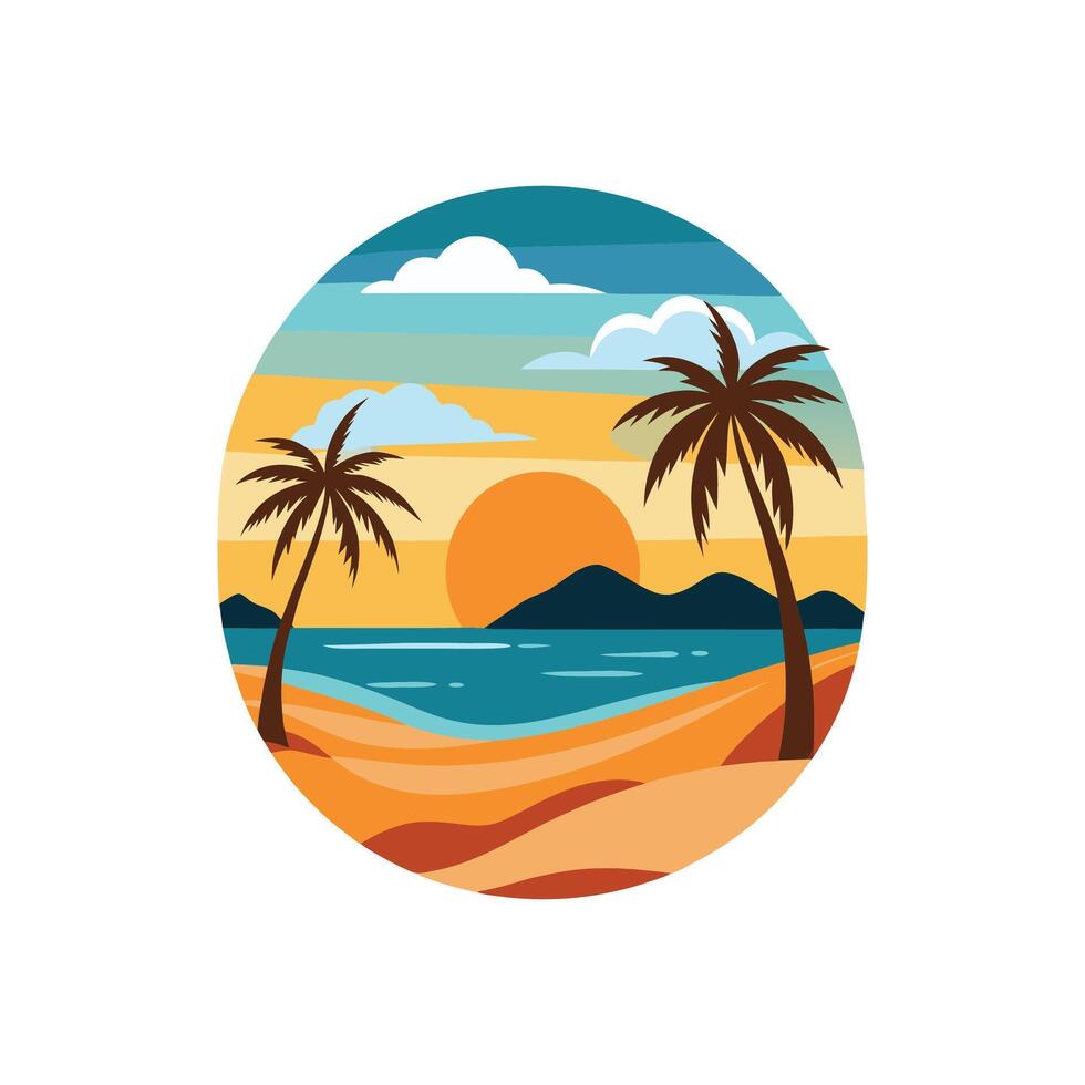Relaxing Ocean Waves Beach Scene vector