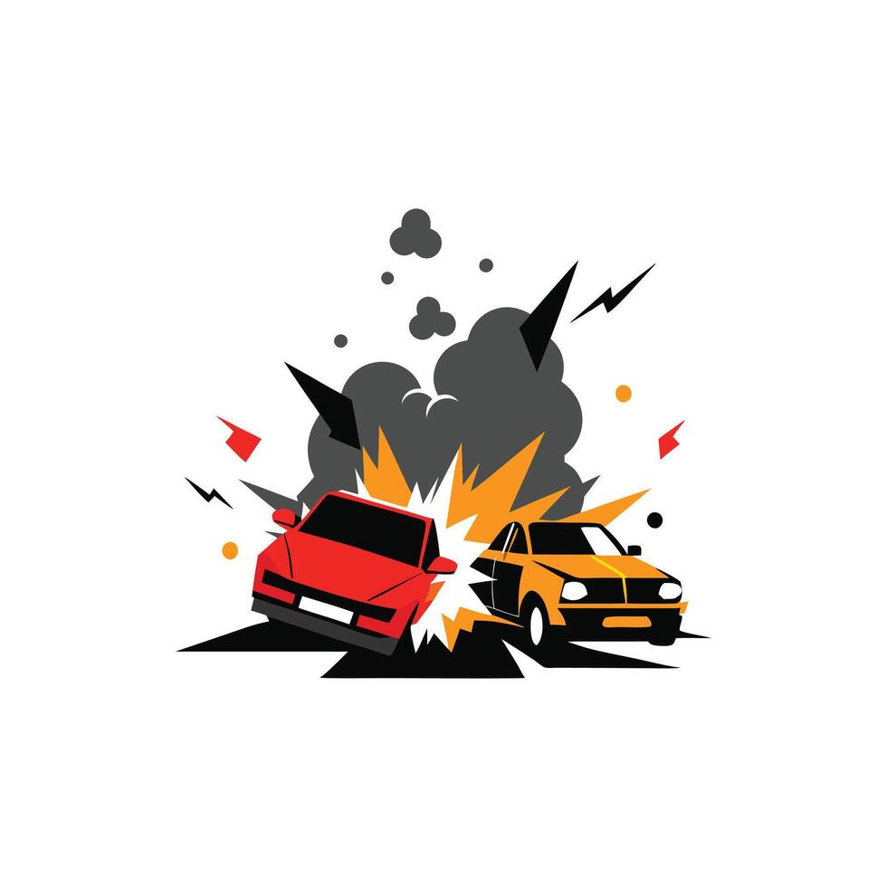 Urban Road Crash Scene Illustration Design On White Background vector