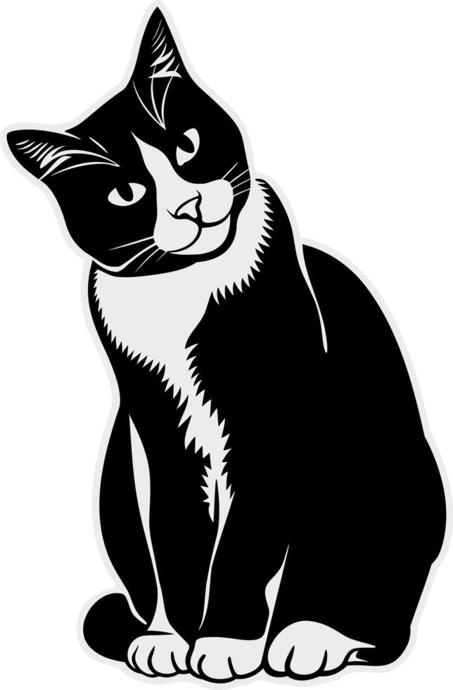 Tuxedo Cat Sitting Illustration vector