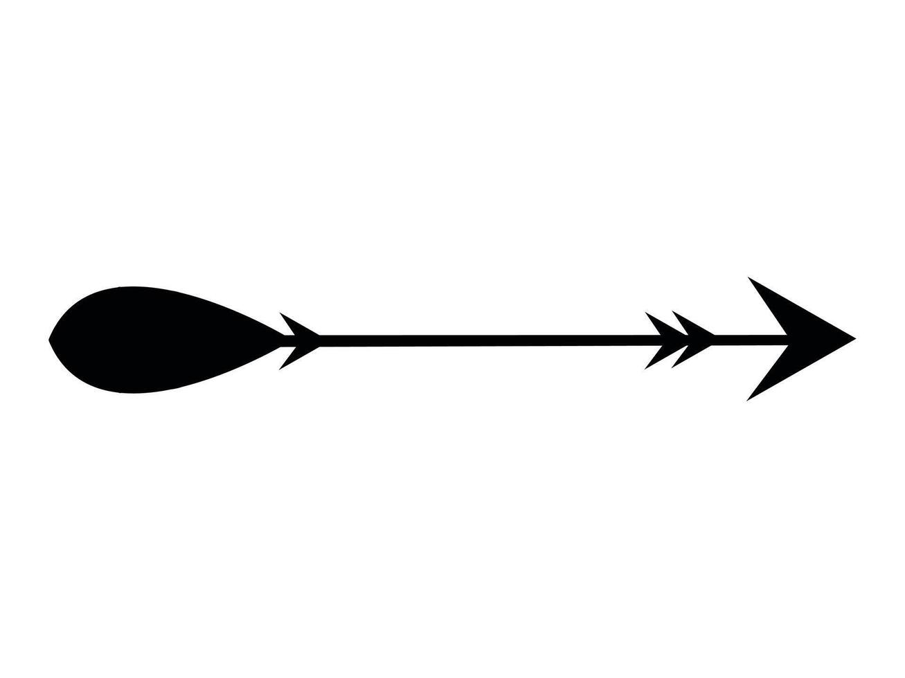Black silhouette of arrow isolated on white background. Concept of archery, targeting, shooting, sport, aiming, traditional African craftsmanship, tribal culture, hunting. Print, Icon vector