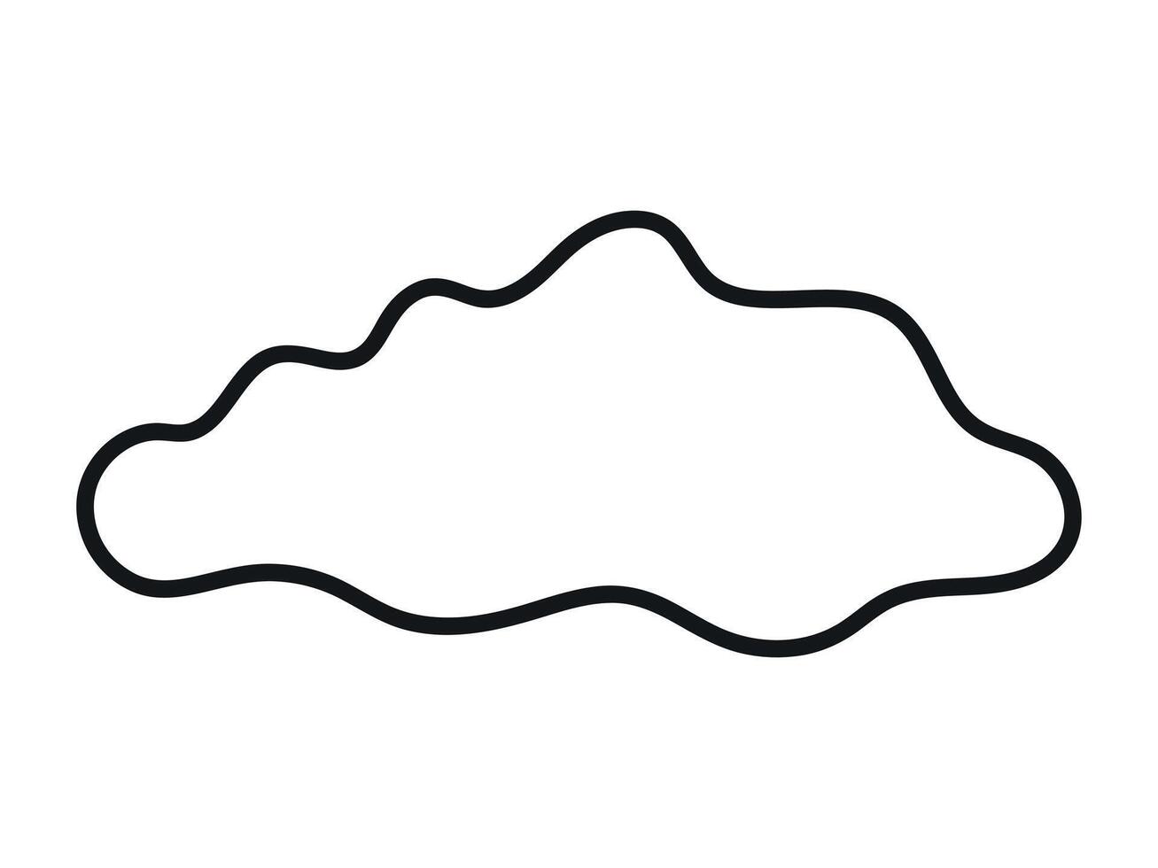 Black Cloud Outline Isolated on White Background. Concept of Weather Icon, Minimalist Style, Cloud Shape, Graphic Element, Atmospheric Design, Simple Illustration for Print and Design. Contour vector
