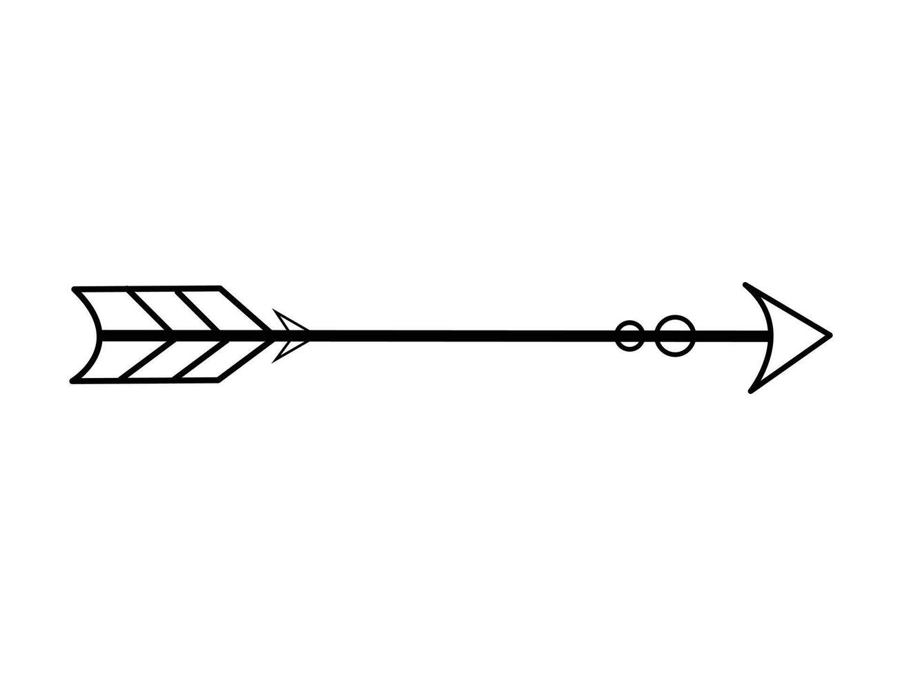Black silhouette of arrow isolated on white background. Concept of archery, targeting, shooting, sport, aiming, traditional African craftsmanship, tribal culture, hunting. Design Element vector