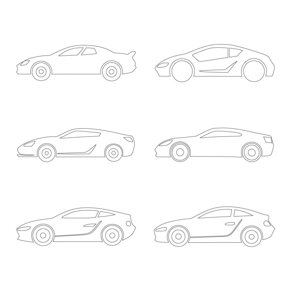 set of car icons.Linear Style Car Icon Set Minimalist Automotive Illustrations vector