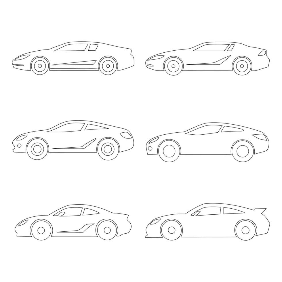Linear Style Car Icon Set Minimalist Automotive Illustrations vector