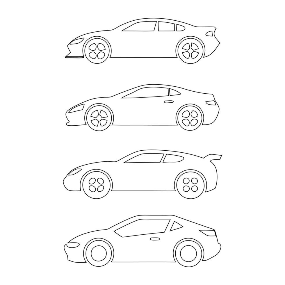 set of car icons.Linear Style Car Icon Set Minimalist Automotive vector