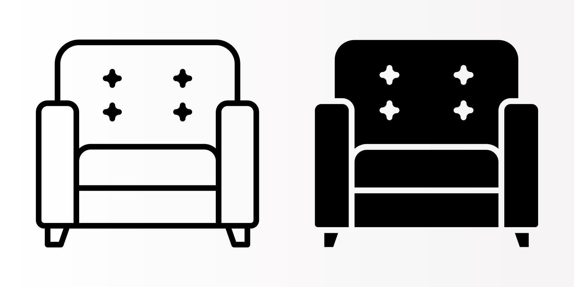 Sofa icons set. for mobile concept and web design on white background vector