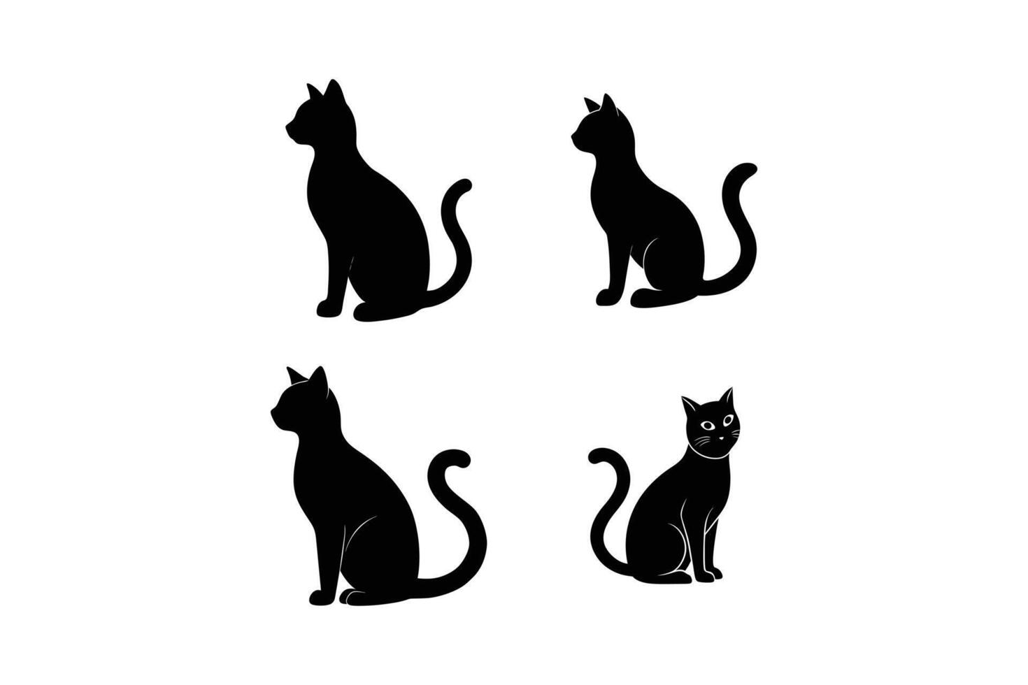 Cat silhouette set icon vector