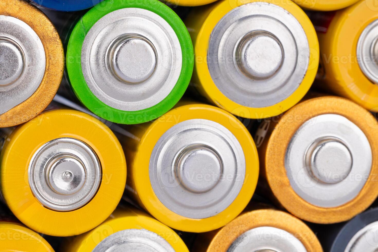 Close Up of Colorful Alkaline Batteries photo