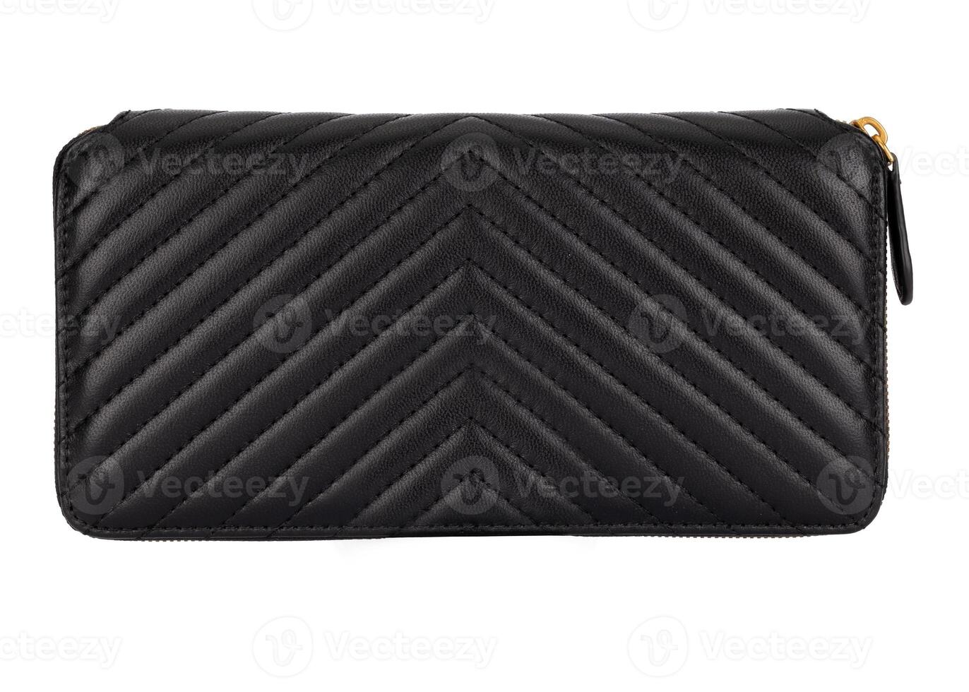 Black Quilted Wallet with Chevron Pattern photo