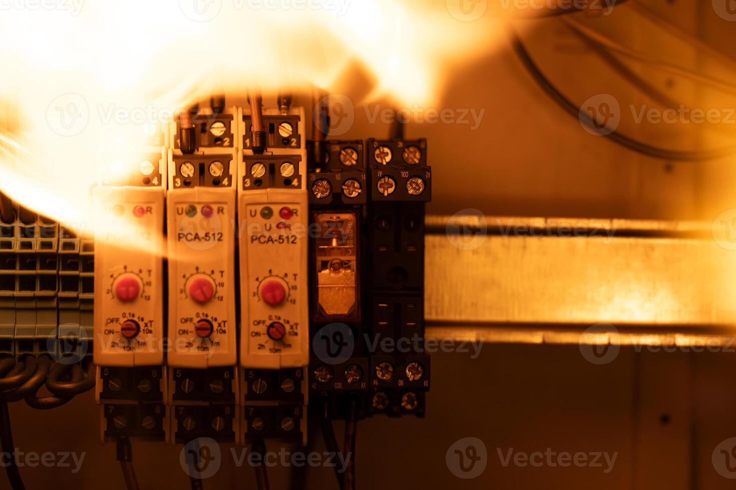 Electrical Installation Fire with Sparks and Flames photo