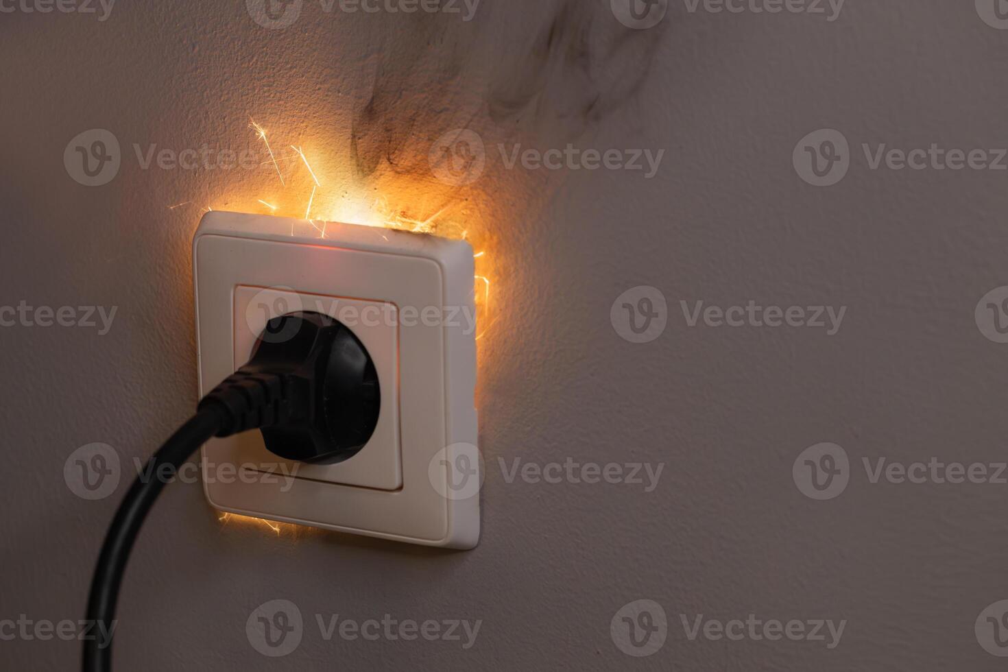Electrical Short Circuit Causing Sparks and Fire photo