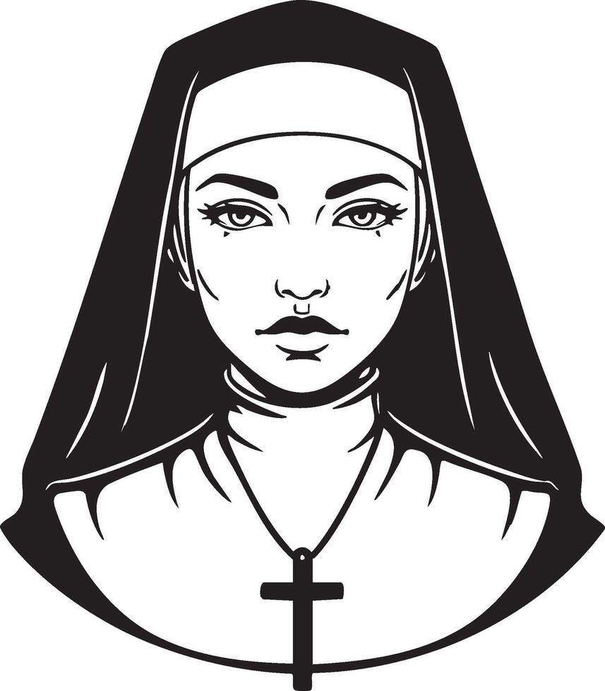 Serene Nun Portrait vector