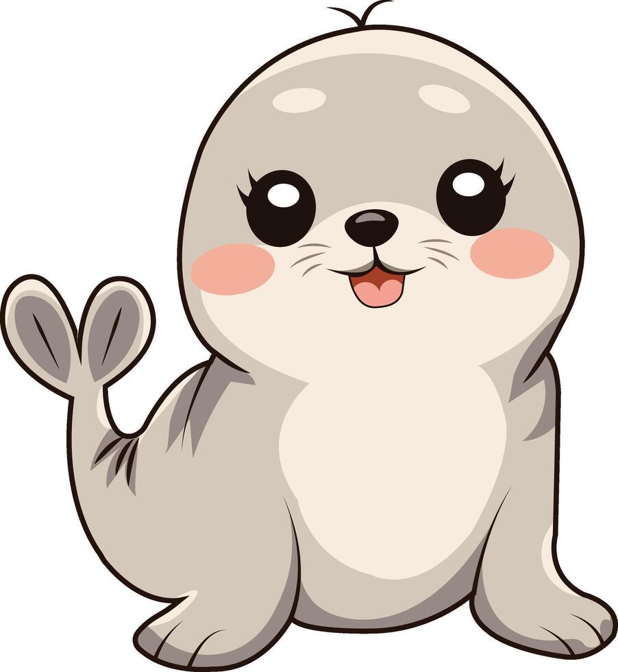 Adorable Cartoon Baby Seal vector