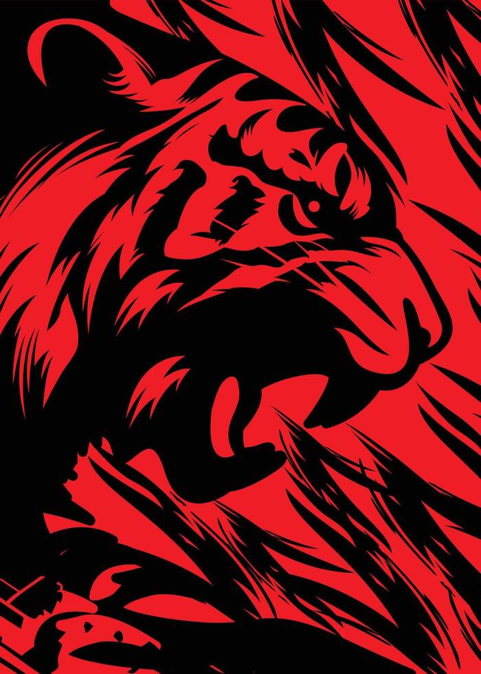 Fierce Red and Black Tiger Jersey Design vector
