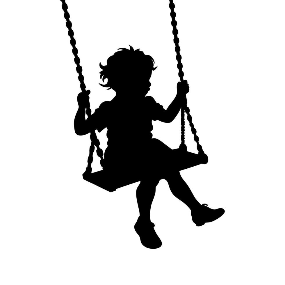 Child Swinging shadow vector