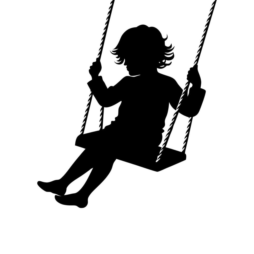 Kid on Swing Silhouette vector
