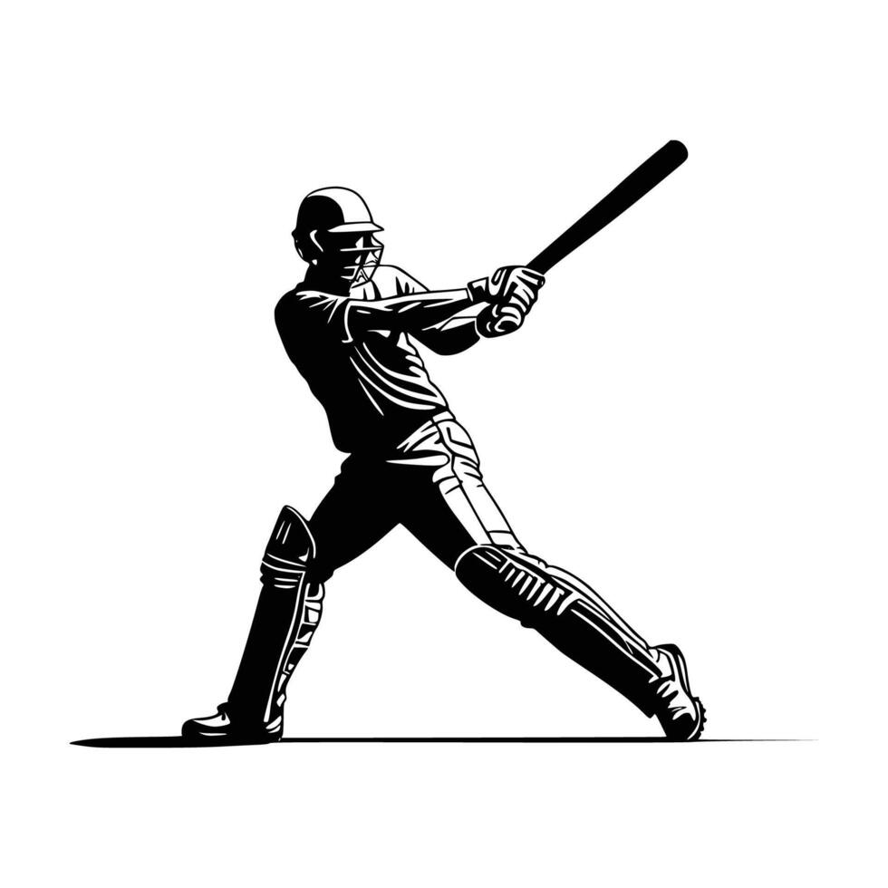 Cricket player, batsman, in action vector