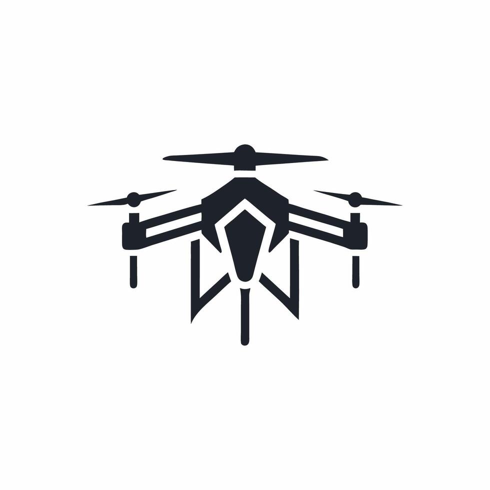 Drone silhouette with landing gear vector
