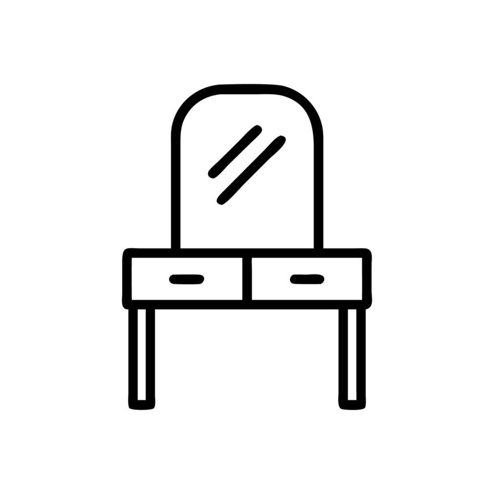 Dressing table with mirror vector
