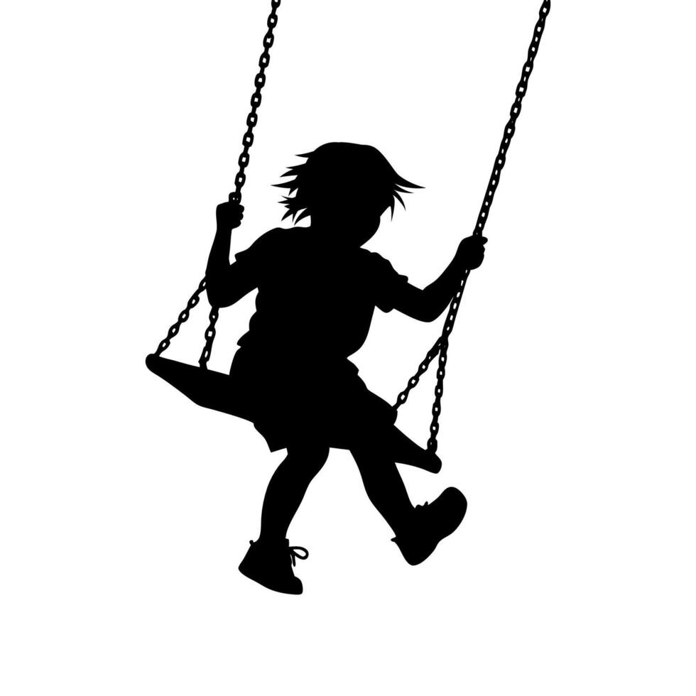 Children swinging shadow vector