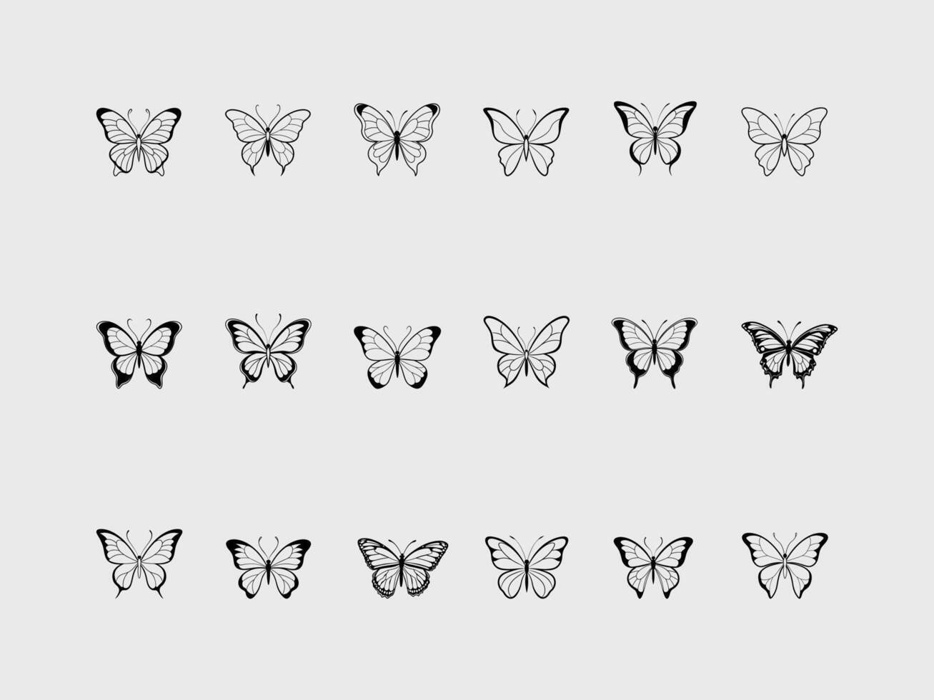 Butterfly silhouette set vector