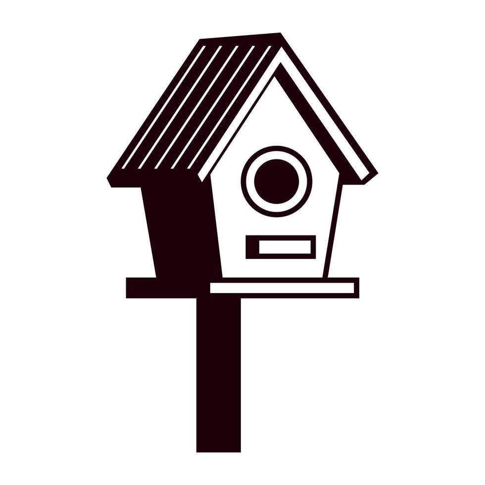 Black birdhouse icon on white background. vector