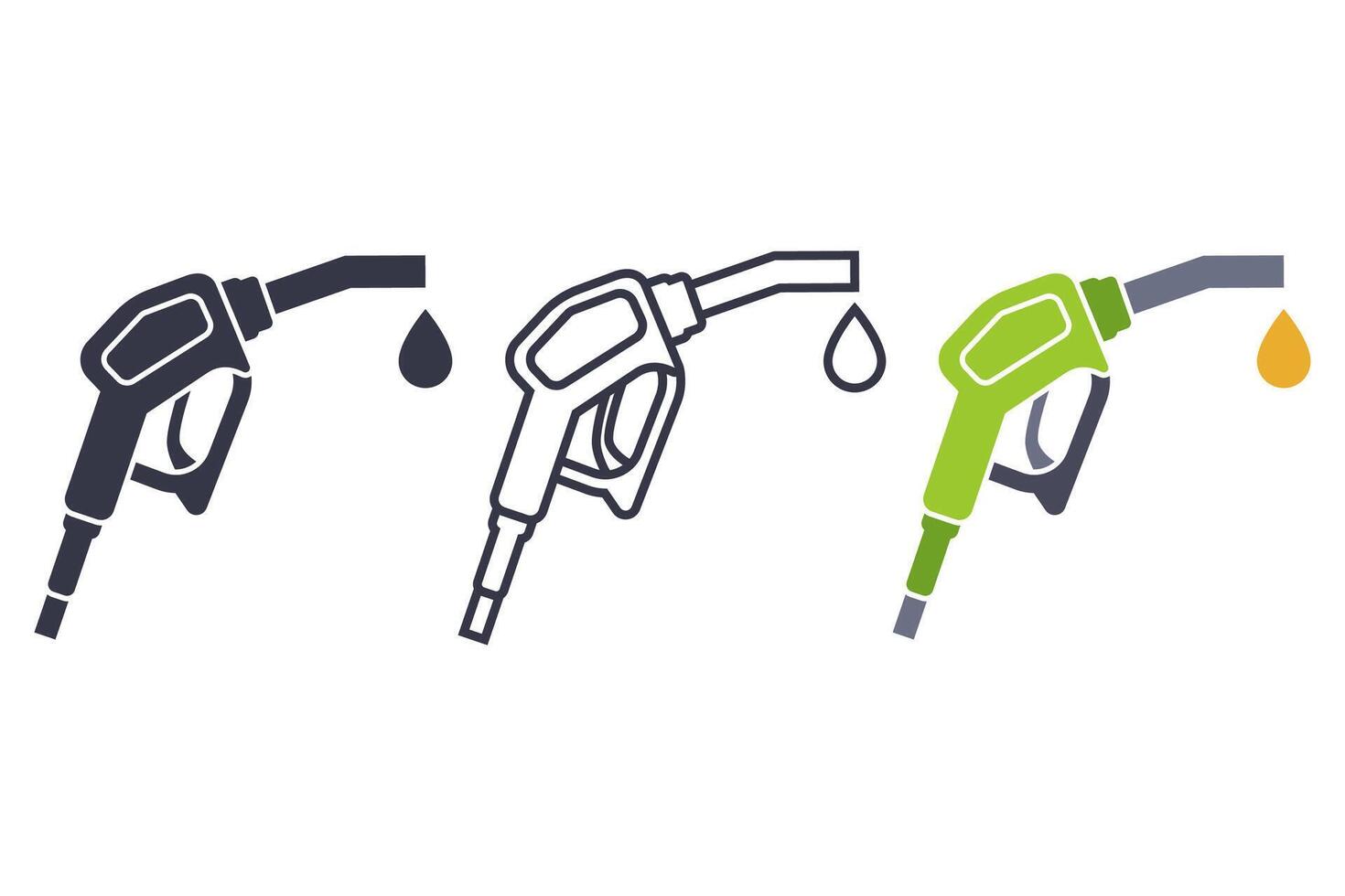 3 different styles of gas station gun image. vector