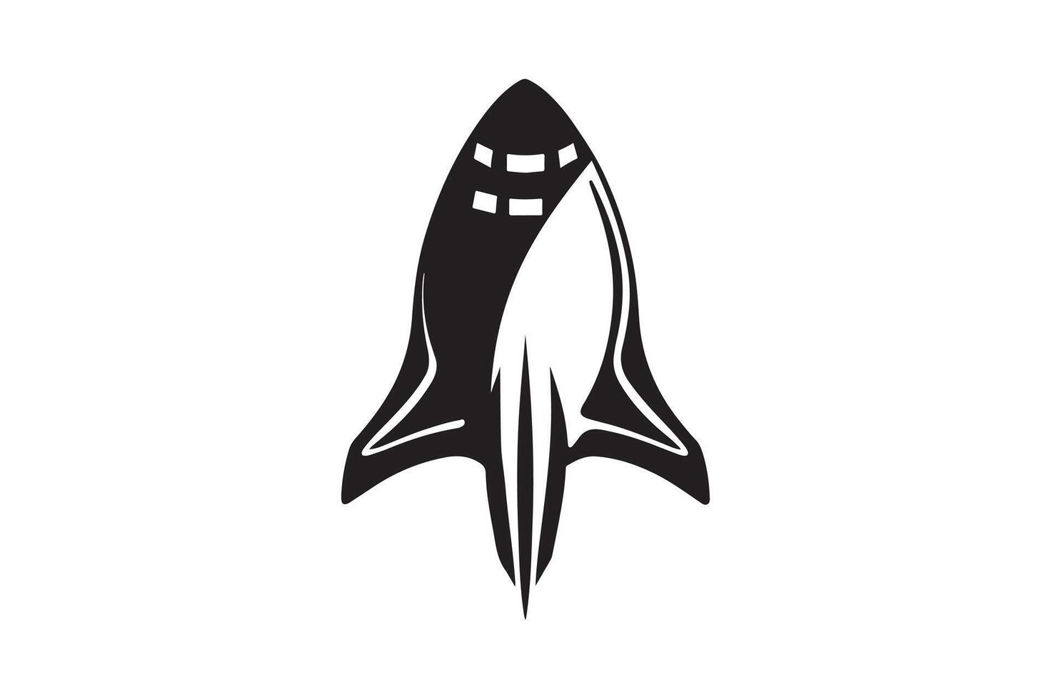 Black Silhouette of Futuristic Spaceship vector