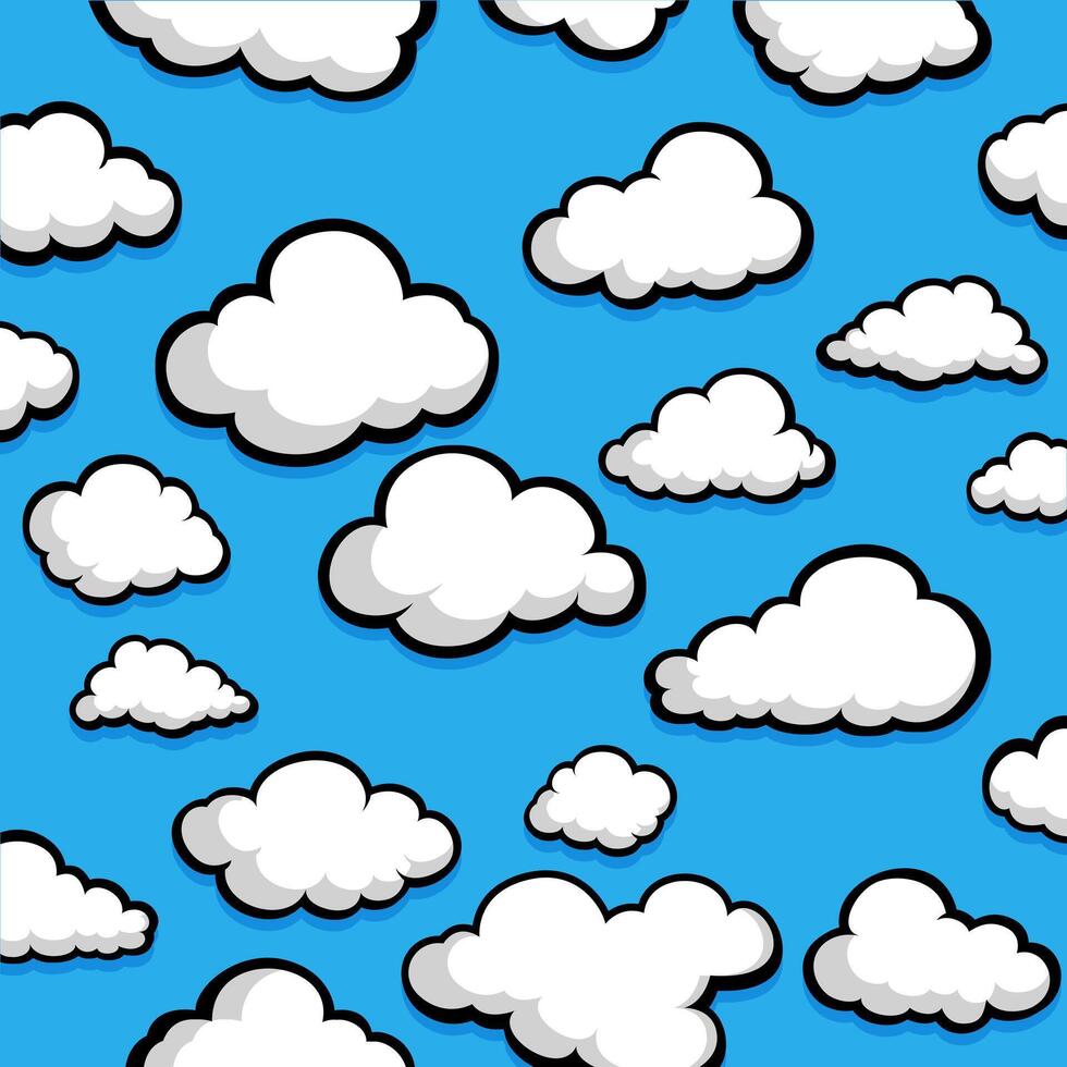 A set of illustrations showcasing white cartoon clouds vector