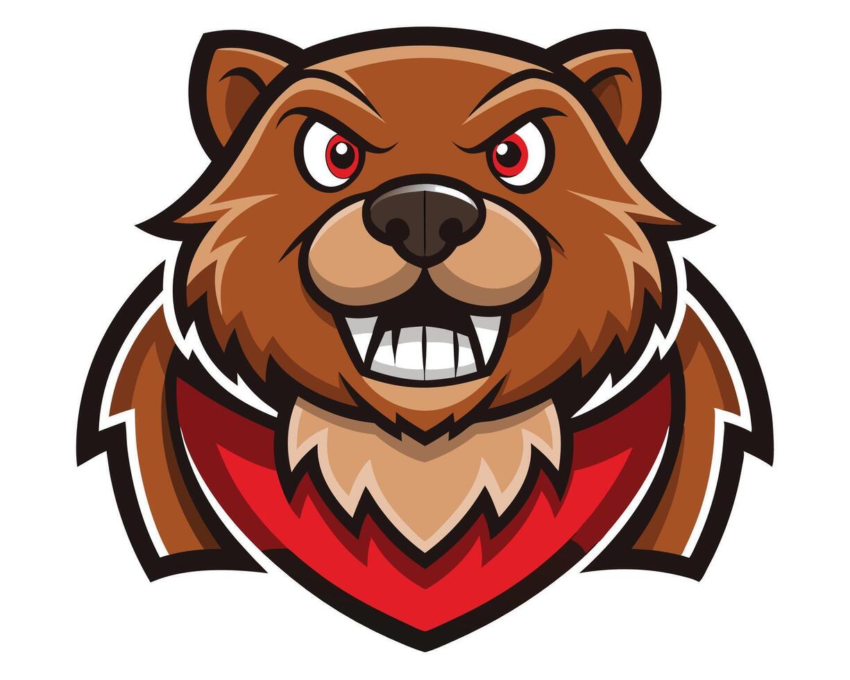 The mascot of a bear with red eyes vector