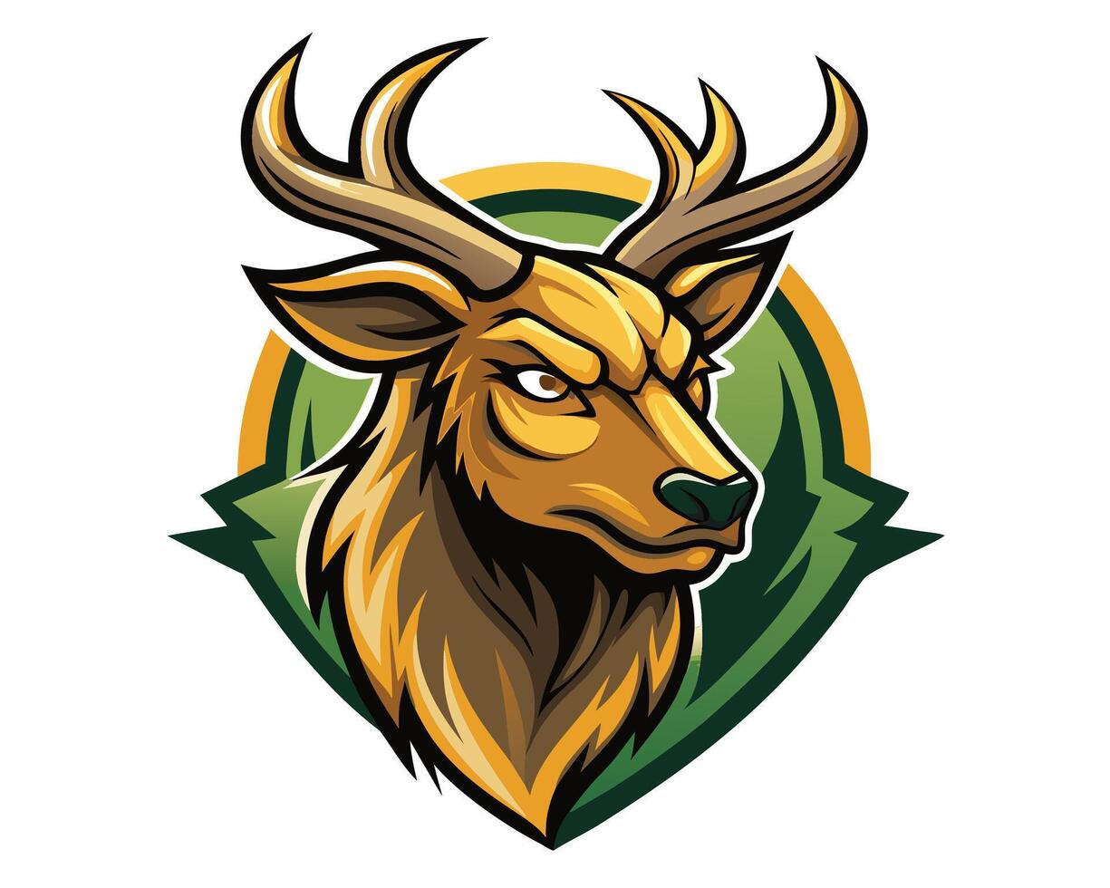 The head of a deer with horns on it vector