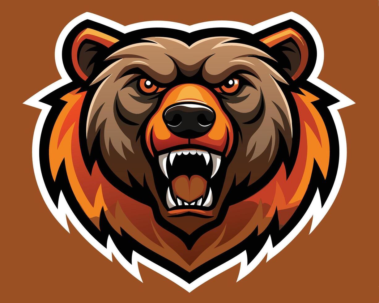 The head of a bear with an angry expression vector