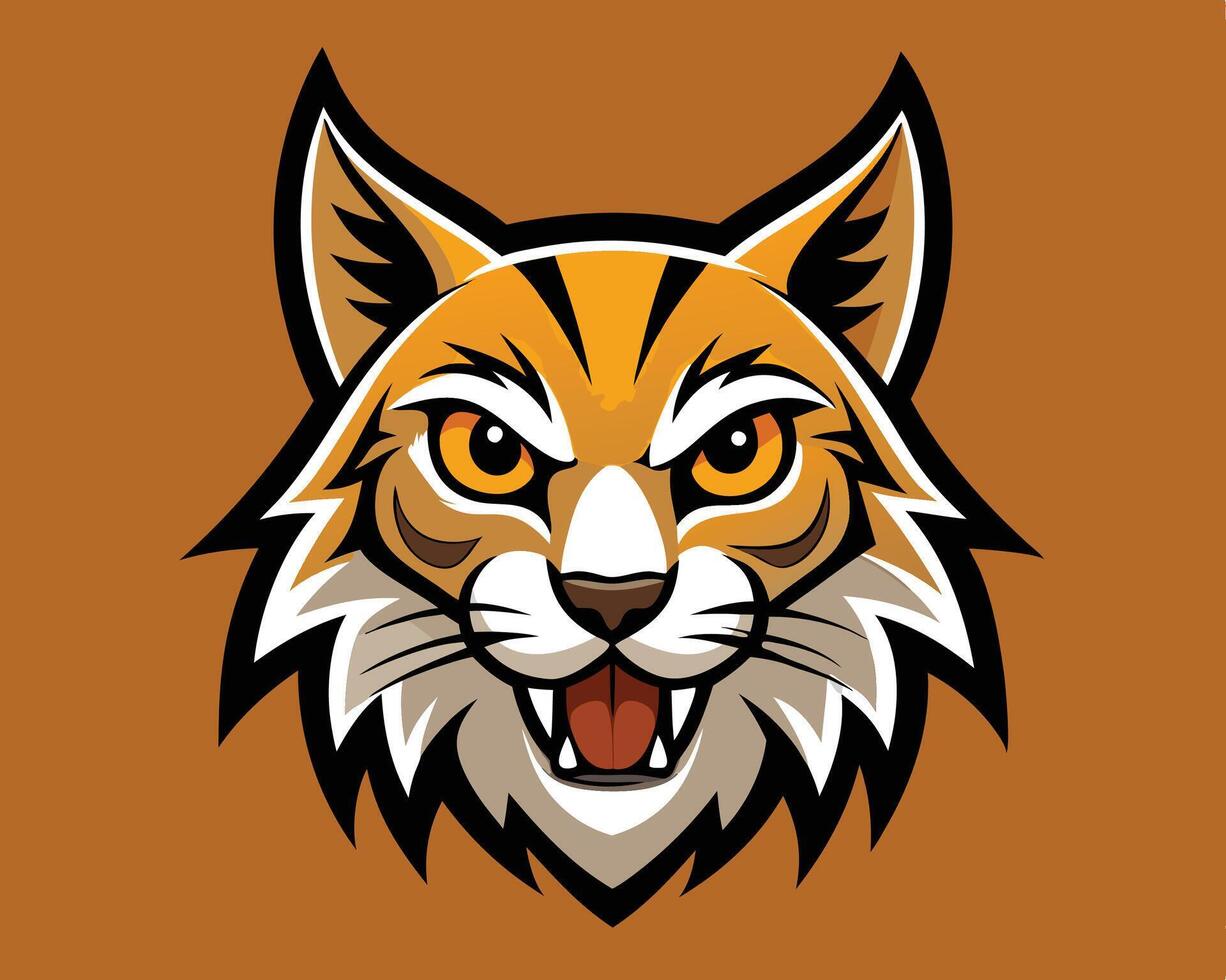 The head of a lynx cat on a brown background vector