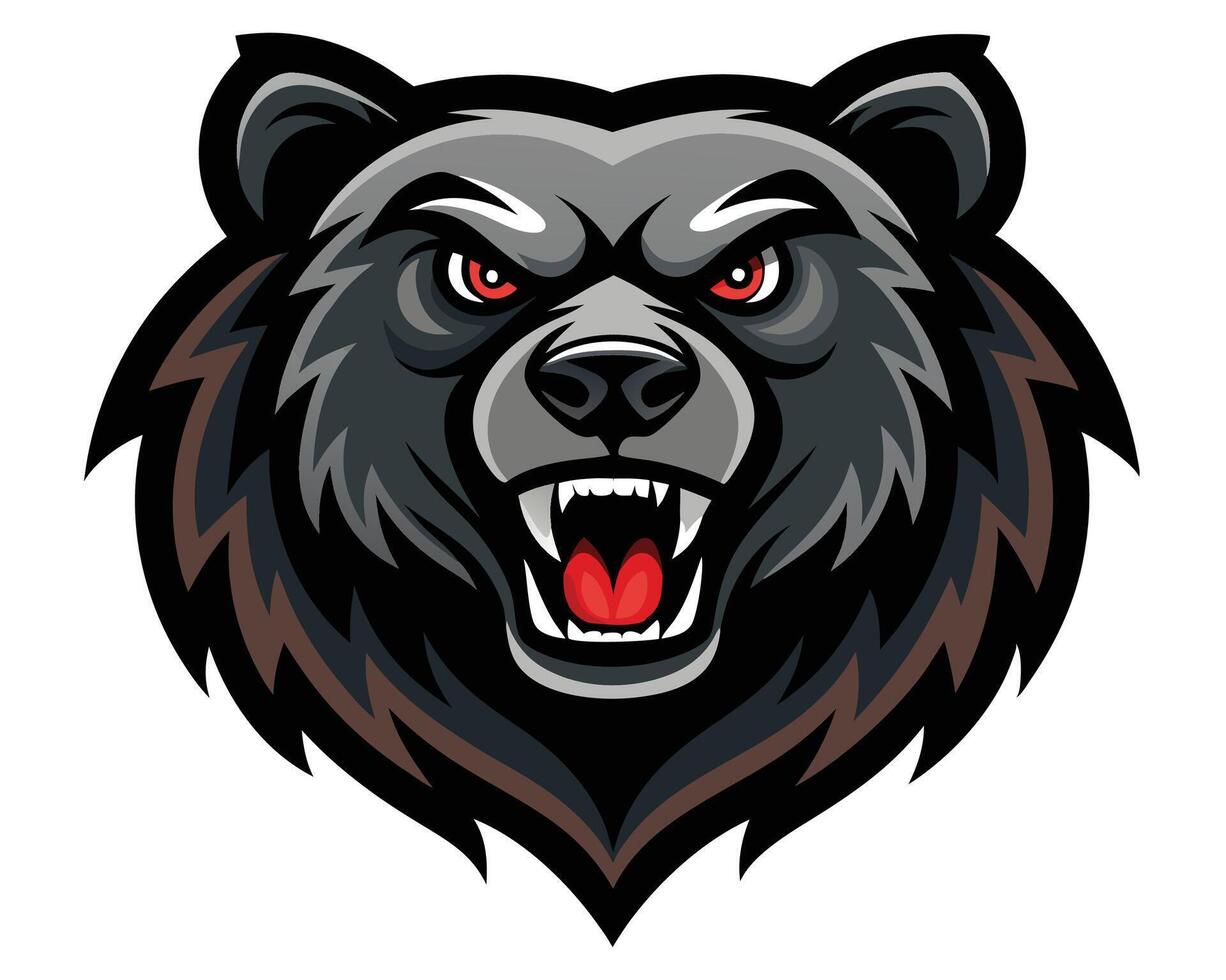 A black bear head with red eyes and open mouth vector