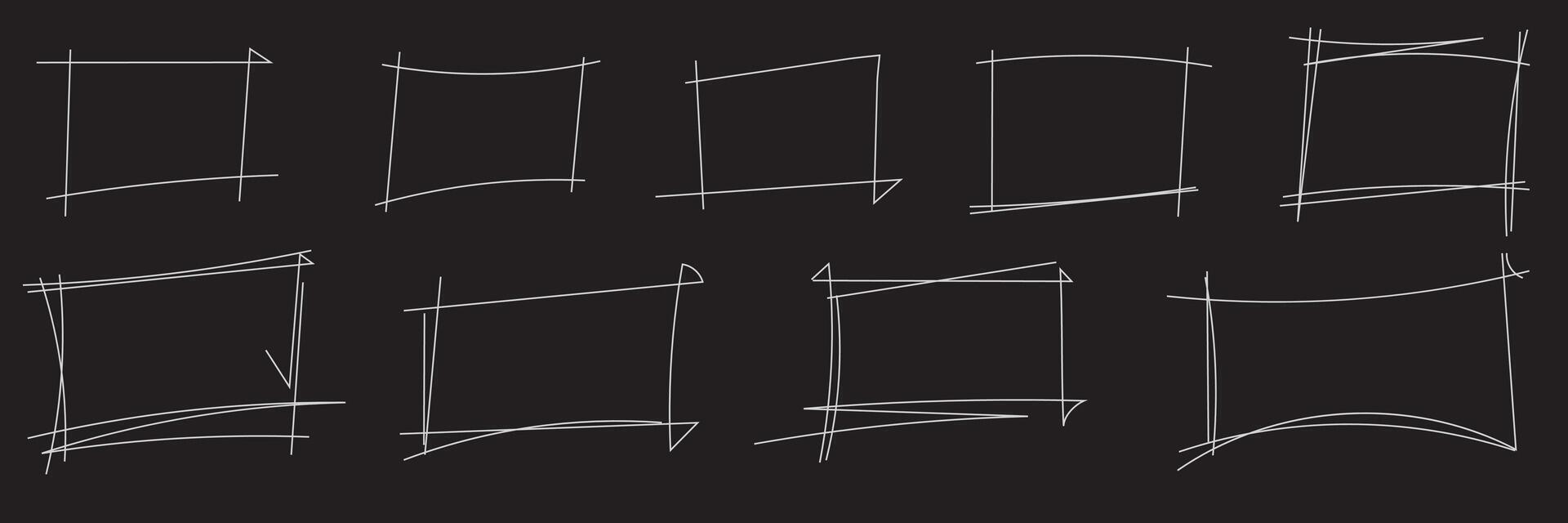 Set of pencil or pen sketch element of squares and marks. Brush doodle shape for message note squares. vector