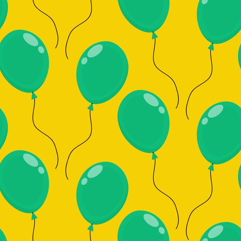 Bright yellow background with green balloons creating a festive atmosphere for celebrations vector