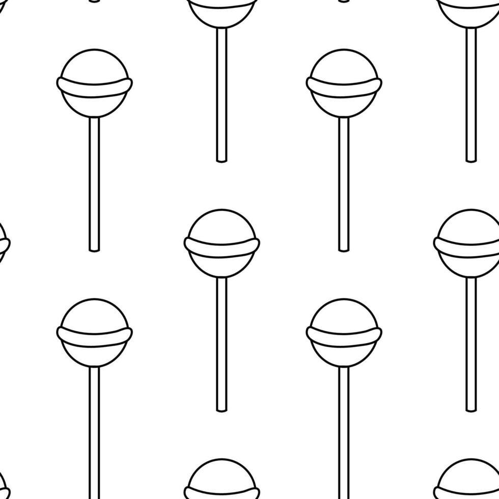Repeating pattern of lollipops on a white background creating a playful design vector