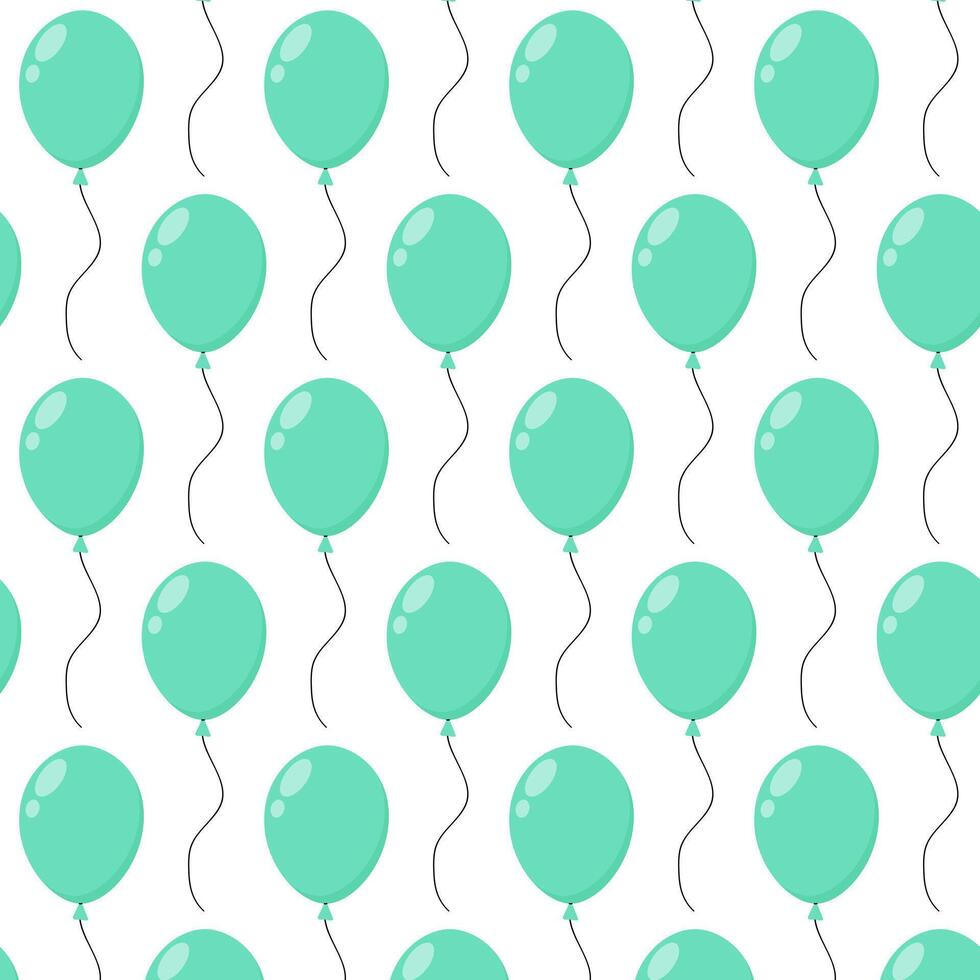 Colorful turquoise balloons with flowing strings create a festive background pattern vector