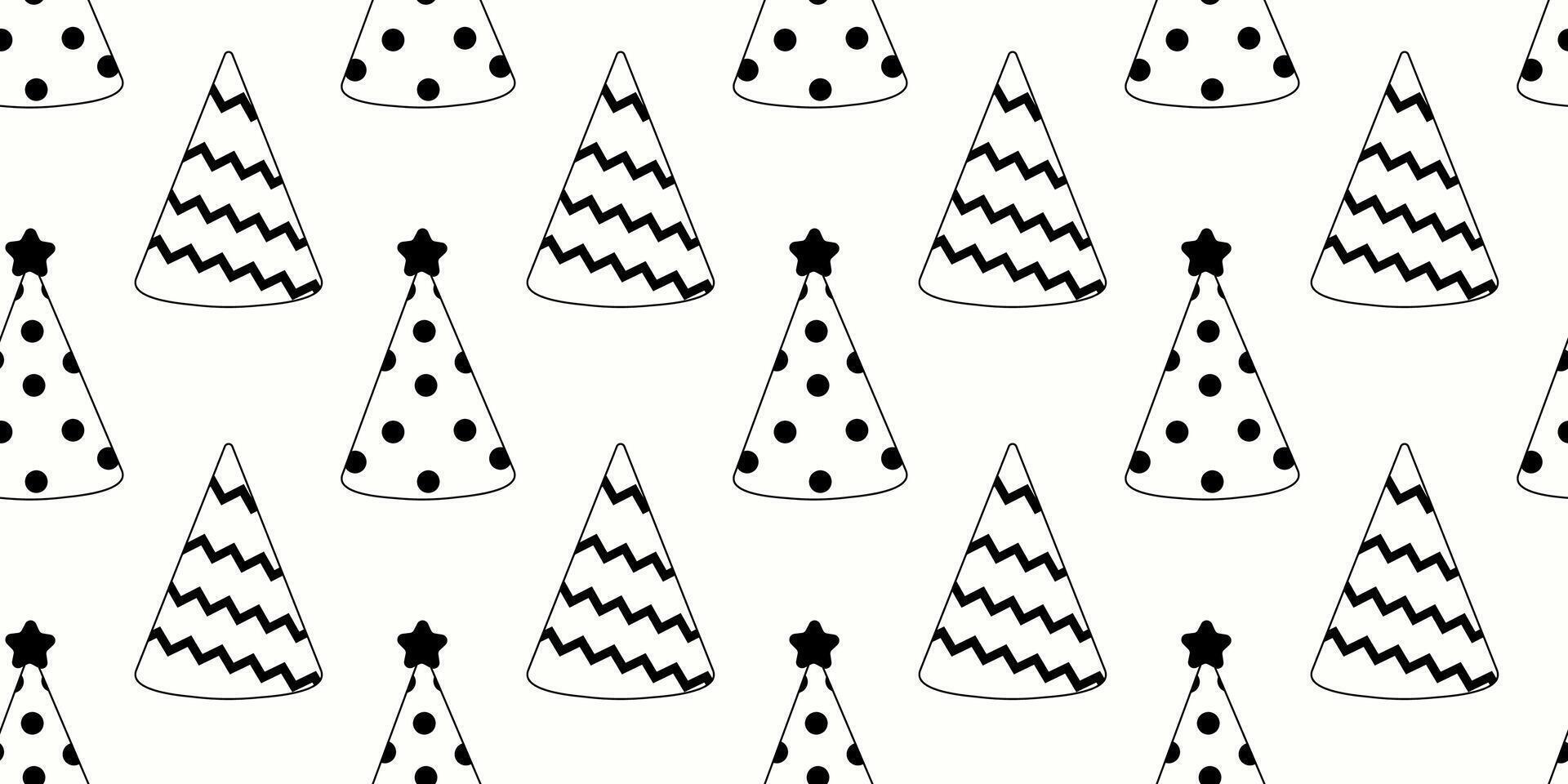 Fun black and white party hat pattern on a light background for festive decorations vector