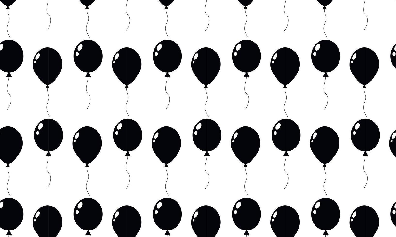 Black balloons arranged in a repeating pattern on a white background for decoration vector