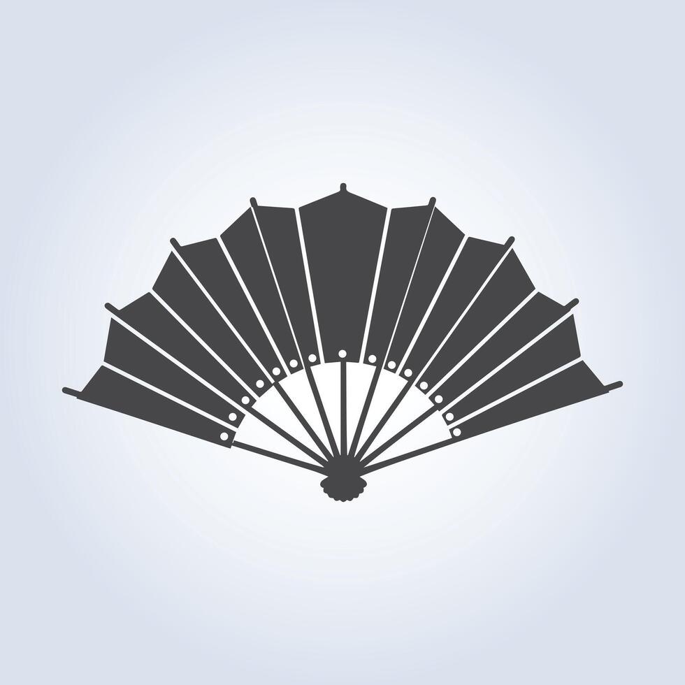 Hand fan icon, Chinese traditional fan, fan illustration sign, art vector