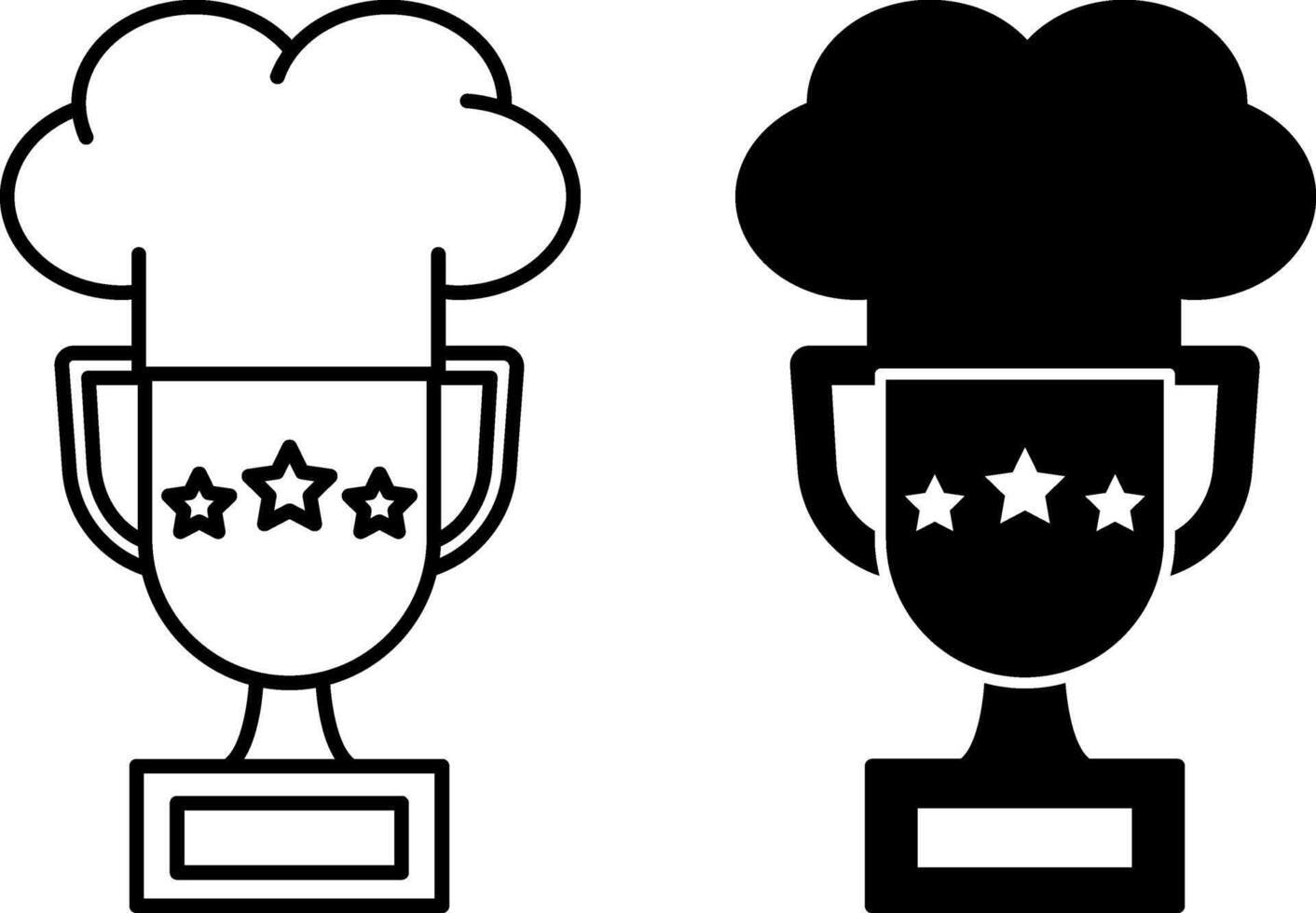 Award Icons. Black and White Icons. Chef Hat and Cup with Stars. Prestigious Rating. Restaurant Concept vector