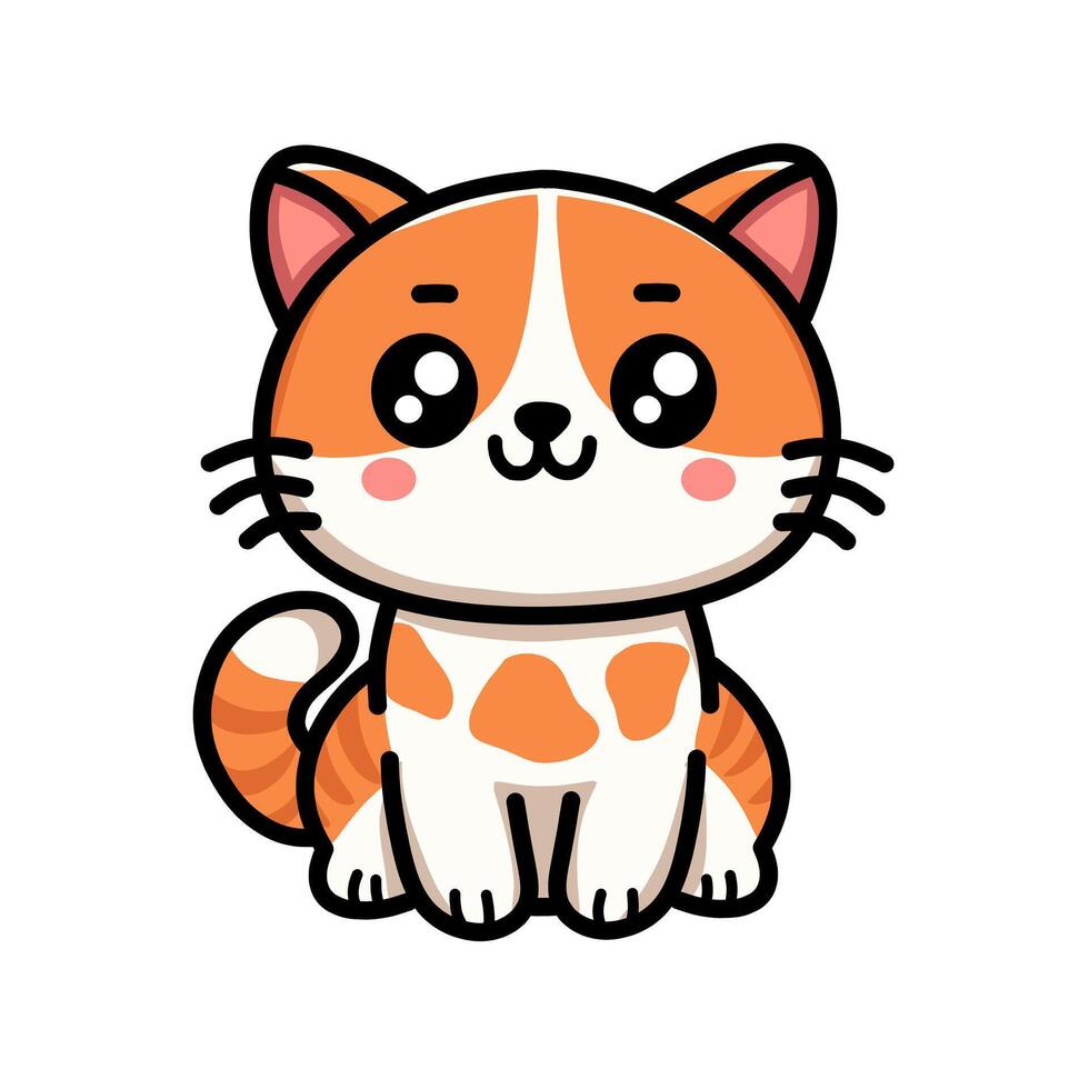 Cute Cartoon Cat Character Clip Art Illustration vector